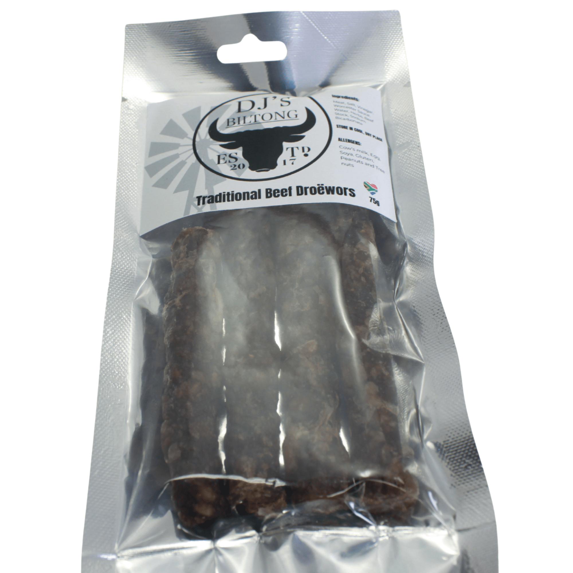 Traditional beef droewors snack pack from DJ’s Biltong snack box